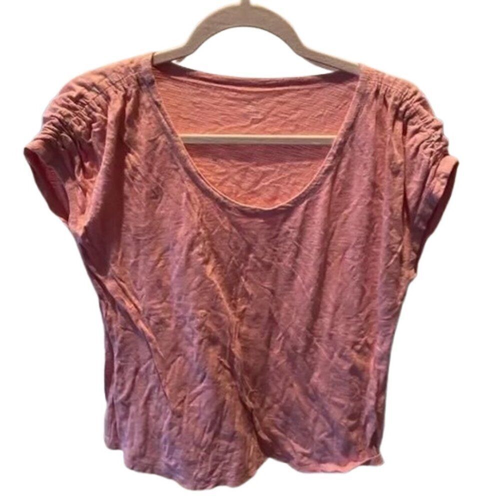 Talbots Peach Scoop Neck Short Sleeve Blouse MEDIUM